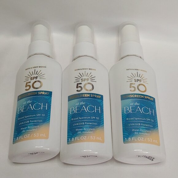 BATH & BODY WORKS 'AT THE BEACH' 3-PIECE SUNSCREEN SPRAY SPF50 TRAVEL SIZE SET - Picture 12 of 16